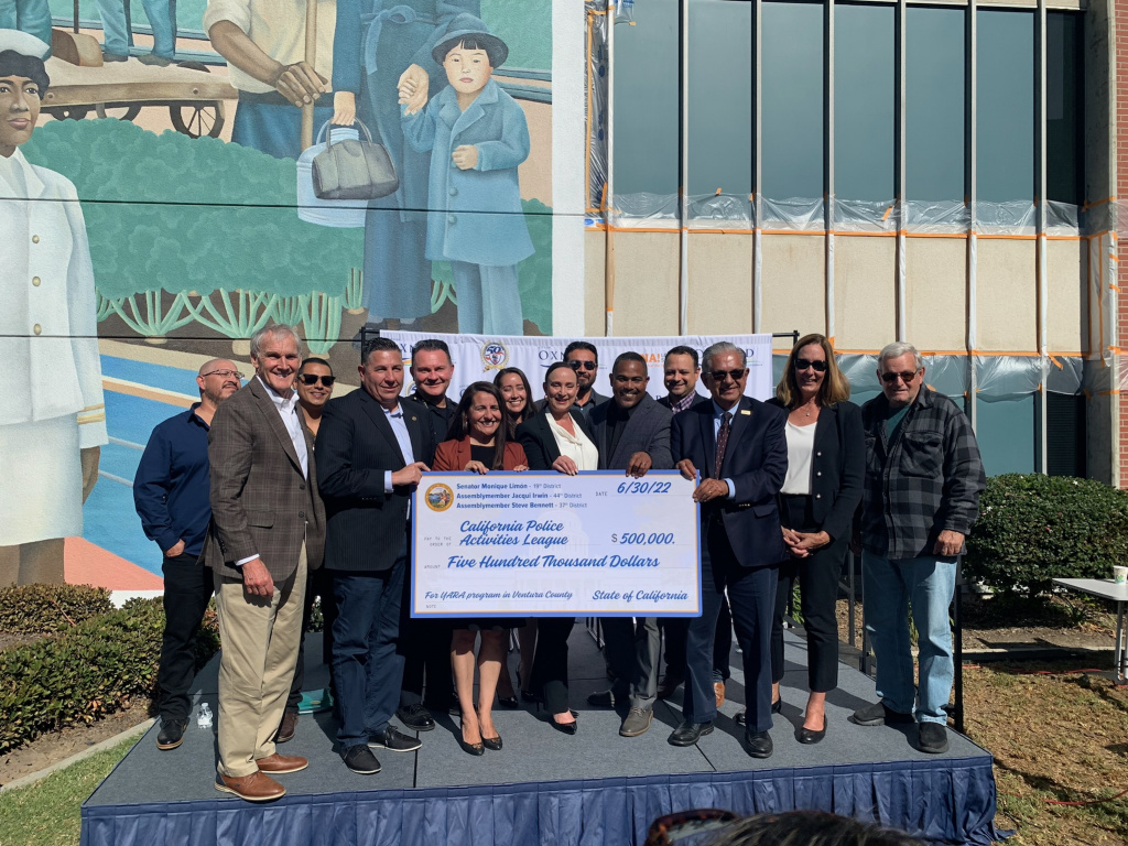Senator Limón presents two $500,000 checks to the California Police Activities League