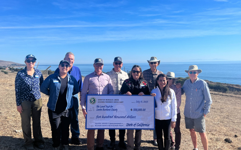 Senator Limón presenting state funding alongside Assemblymember Hart to the Land Trust for Santa Barbara County